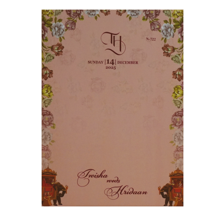Peachy Pink Padded Wedding Card-King of Cards
