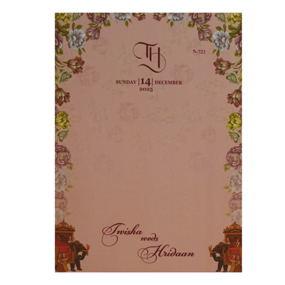 Peachy Pink Padded Wedding Card-King of Cards