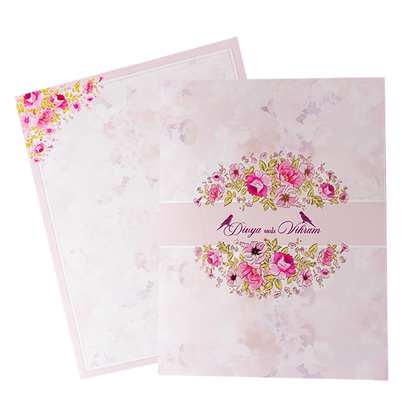 Classic Pink Floral Wedding Card-KNKJ1149