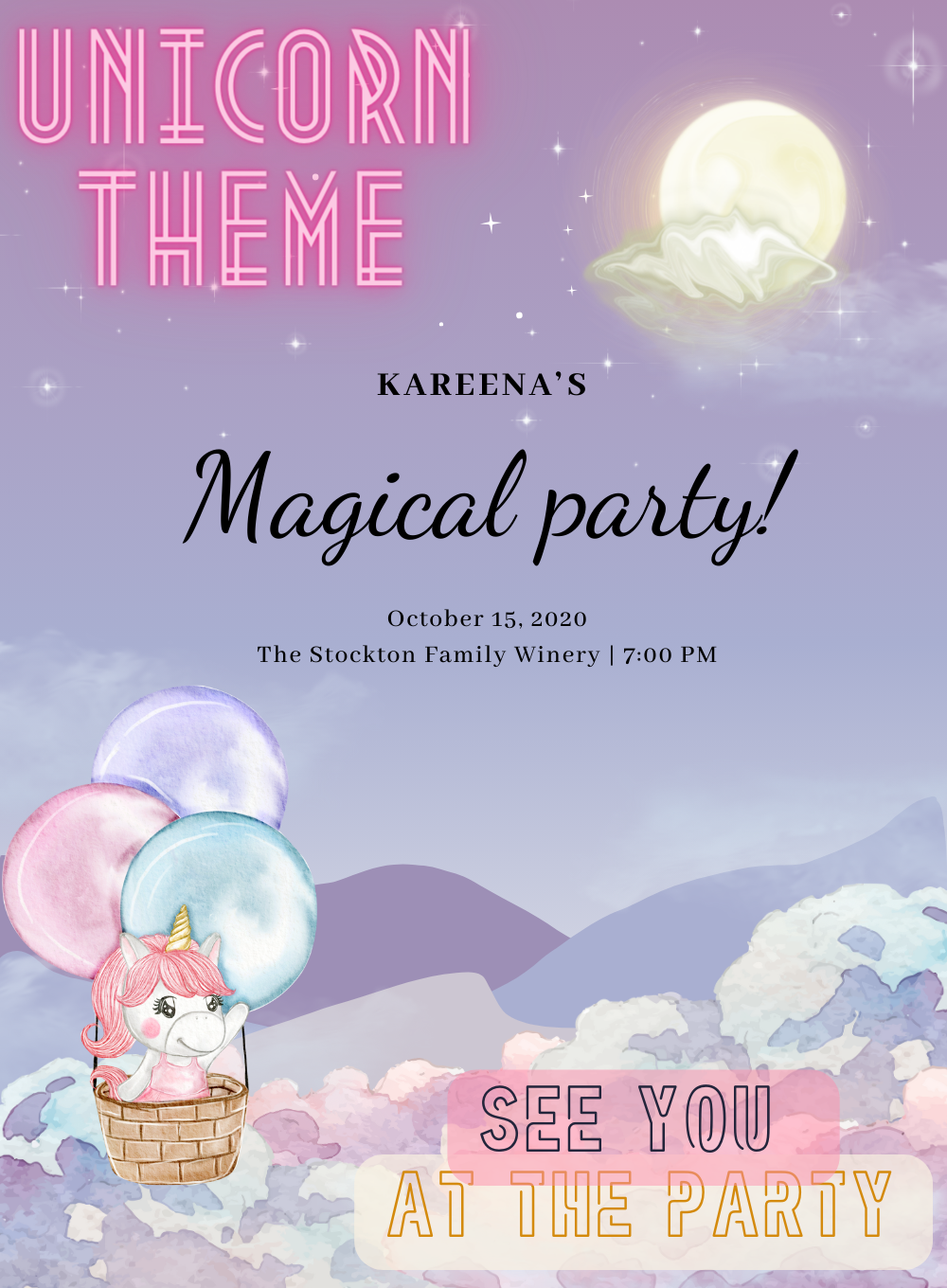 Magical Pastel Unicorns Invitation-AAUNI009
