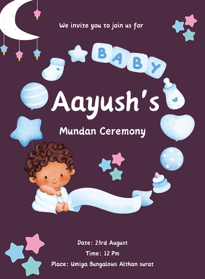 Maroon Child Mundan Invitation-AAMUN005