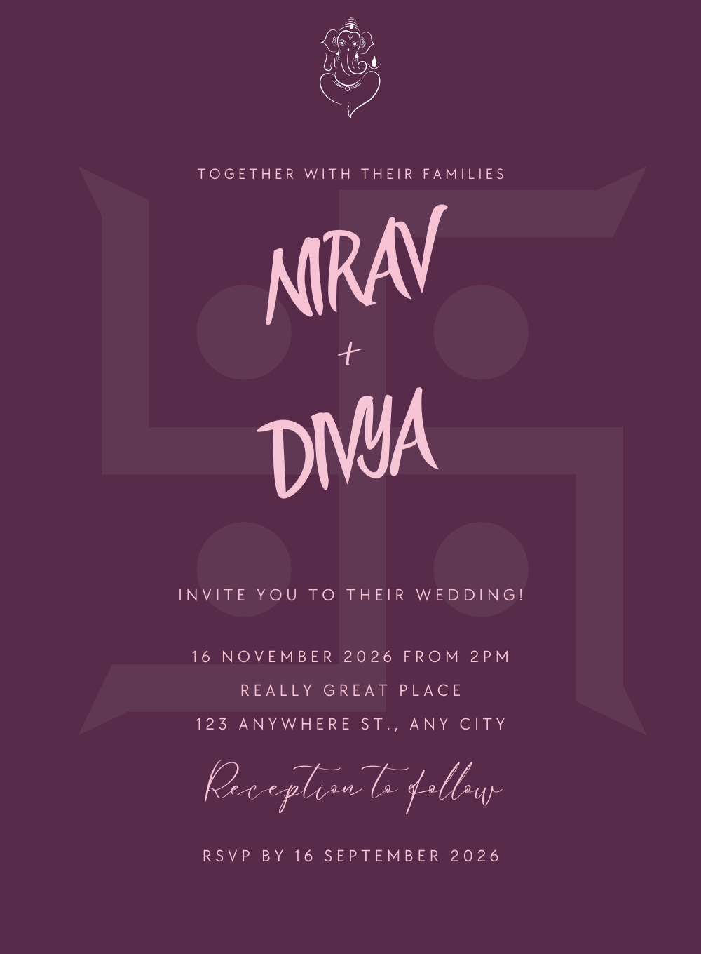 Maroon Opulent Jain Wedding Invitation-AAJWI013