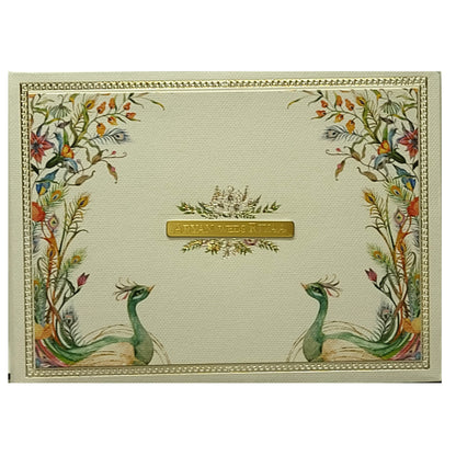 Grey Peacock Padded Invitation Card-KRC29532