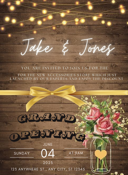 Mason Jar Grand Opening Invitation-AAGOI006