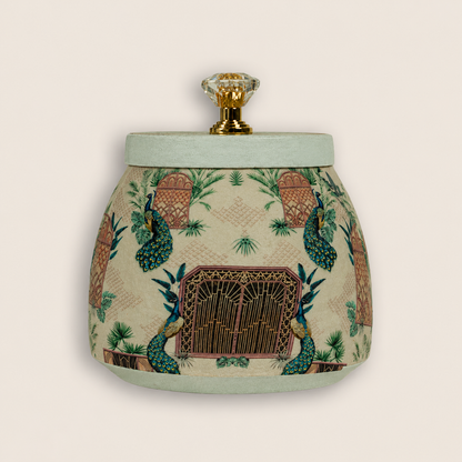 Ivory Royal Peacock Art Decorative Jar - KRAJ0050