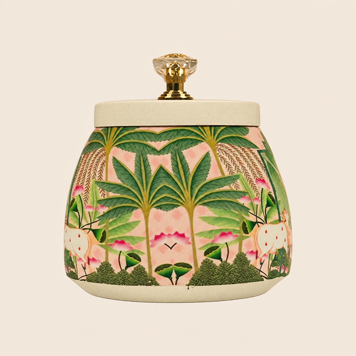 Pink Tropical Floral Decorative Jar - KRAJ0060