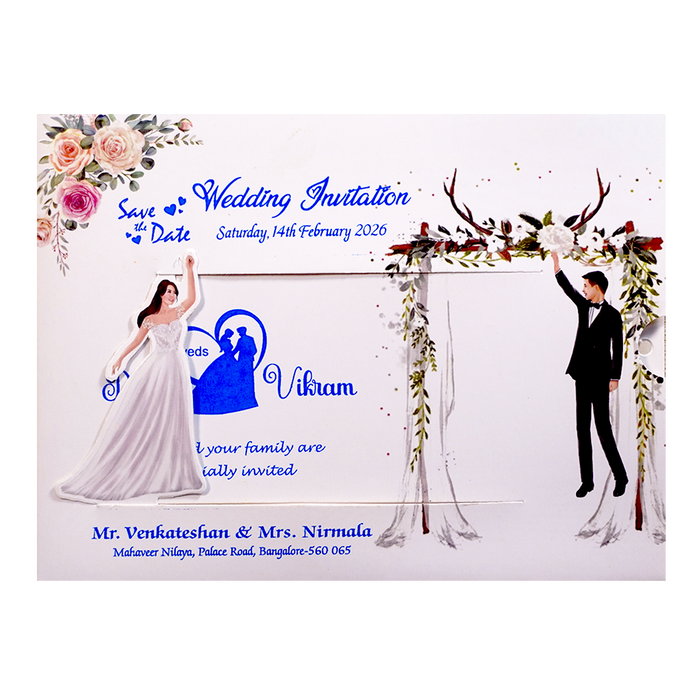 White Floral Slide Wedding Card-King of Cards
