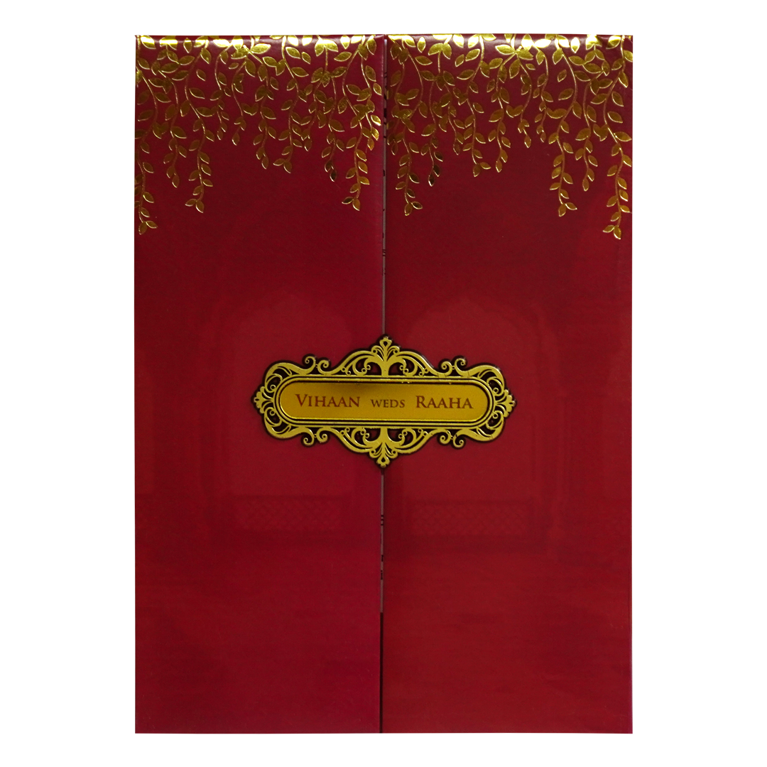 Red Padded Wedding Card-KRC30670