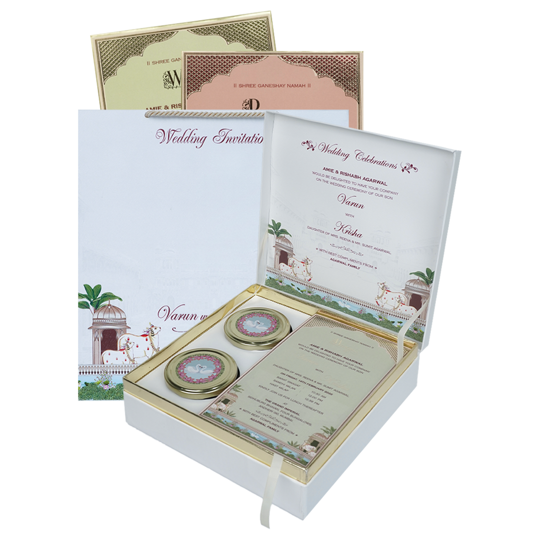 Maroon Royal Palace Wedding Invitation Box-KMMEX8320