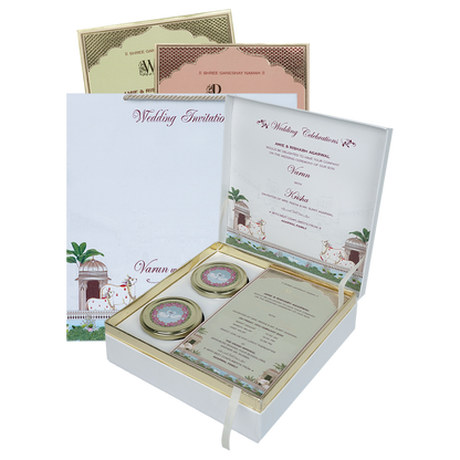 Maroon Royal Palace Wedding Invitation Box-KMMEX8320