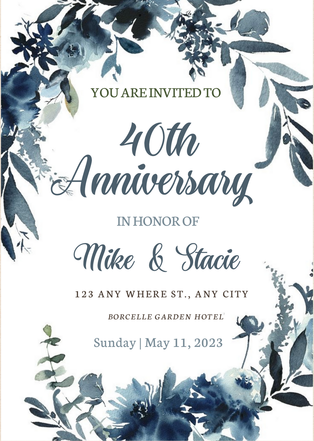White Floral Anniversary Party Invitation-King of Cards
