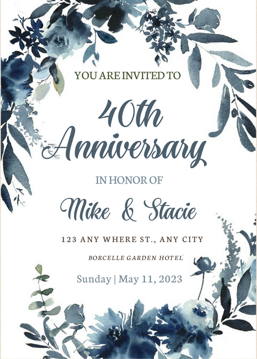 White Floral Anniversary Party Invitation-AAAPI001
