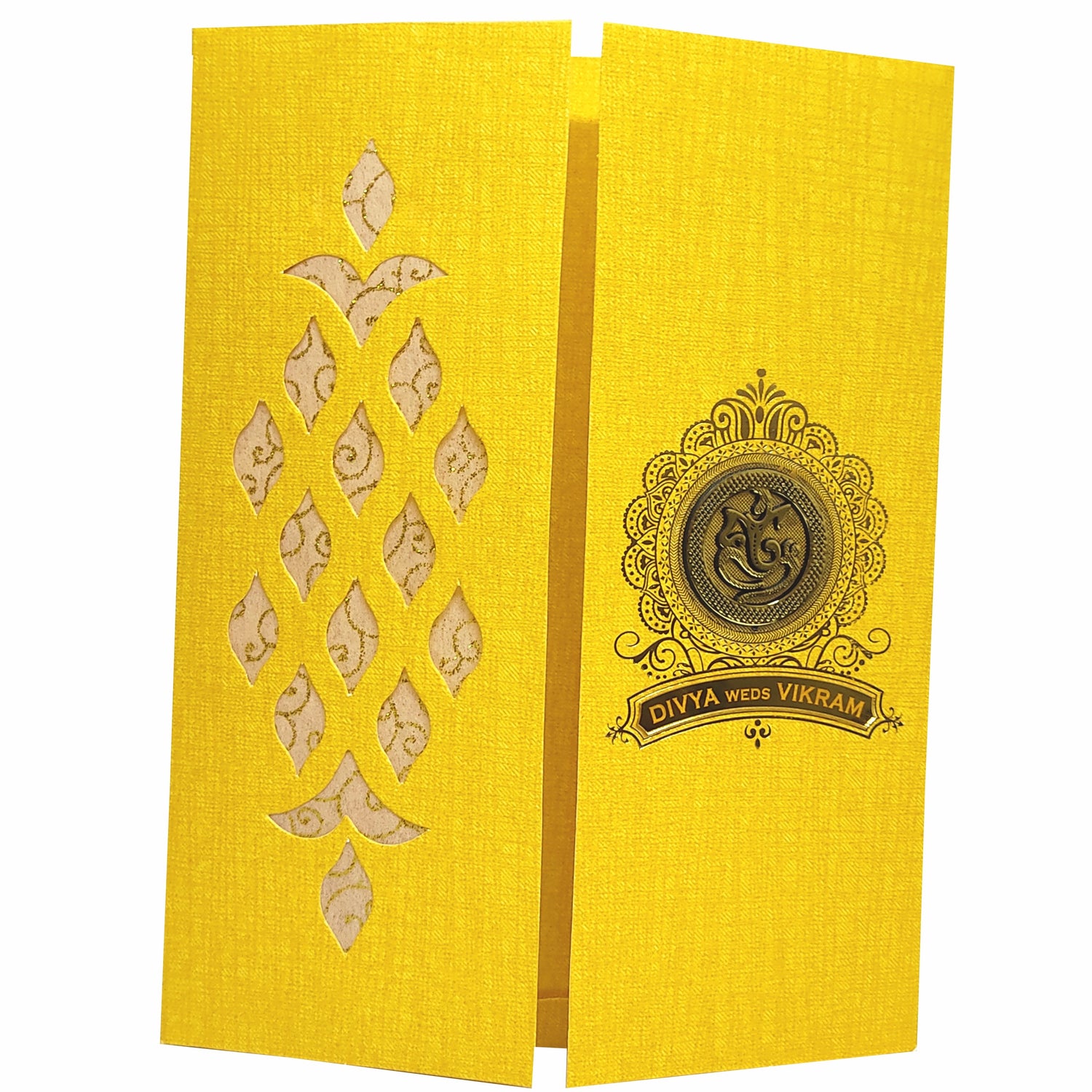 Gold Metallic Door Type Die Cut Floral Design-KNK50290