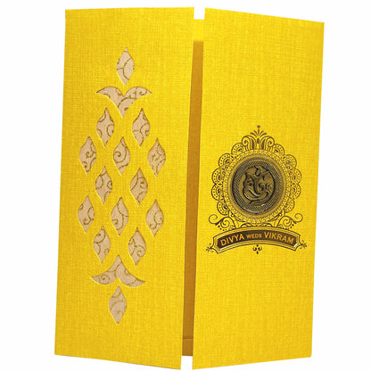 Gold Metallic Door Type Die Cut Floral Design-KNK50290