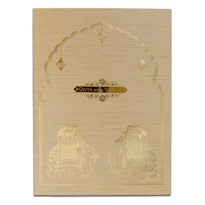 Gold Arch Elephant Wedding Card-KNRM7083C