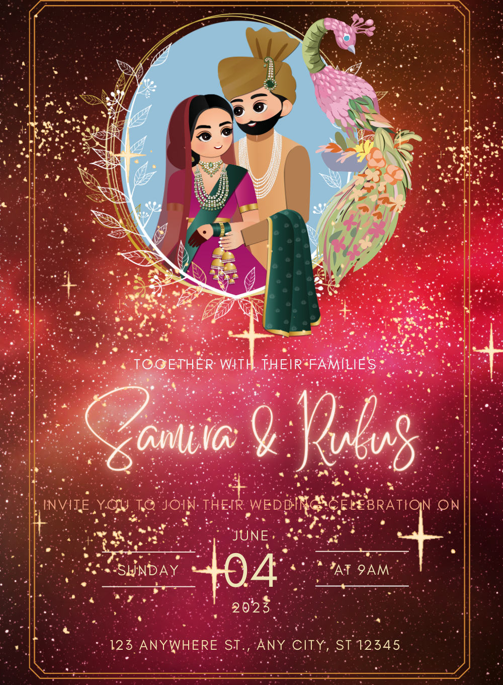Moonlight Soiree Punjabi Wedding Invitations-AAPUN020