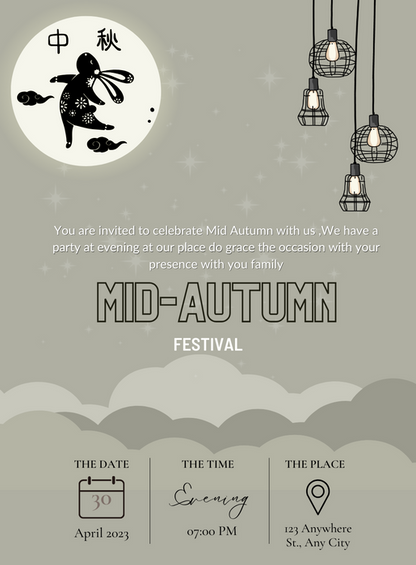 Moonlit Feast mid-autumn festival Invitation-AAMID002