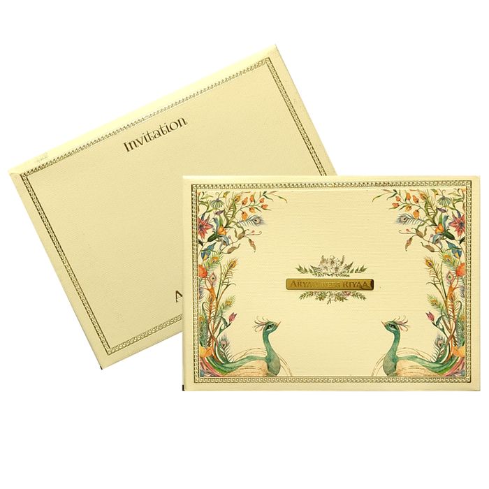 Cream Peacock Padded Invitation Card-King of Cards