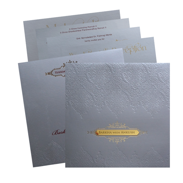 Grey Pattern Wedding Card-King of Cards