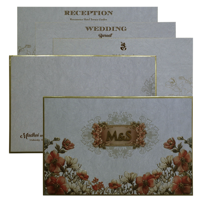 Grey Premium Embossed Invitation Card-King of Cards