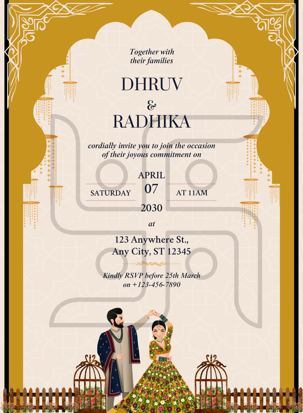 Mustard Dance Jain Wedding Invitation-AAJWI011