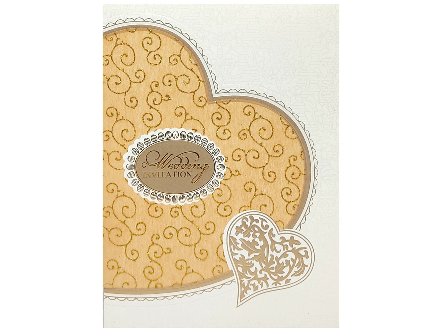 Gold Heart Premium Screen Wolly Wedding Invitation-KNK7049W