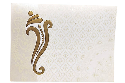 White Ganesha Invitation Card-KNND5540G