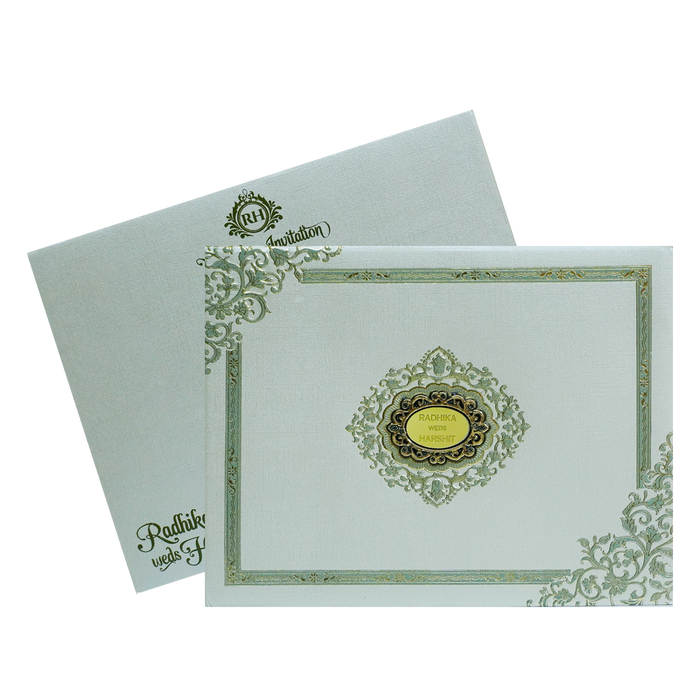 Greyish Green Floral Invitation-King of Cards
