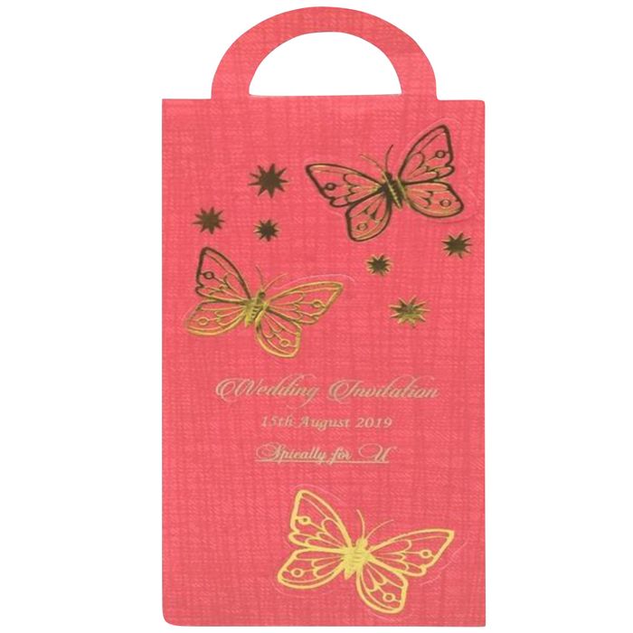 Alluring Butterfly Theme With Bright Red Shading Personal Wedding Card  - KNPSU06R-King of Cards