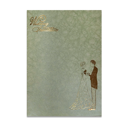 Light Green Western Couple Wedding Card-KNKR035GL