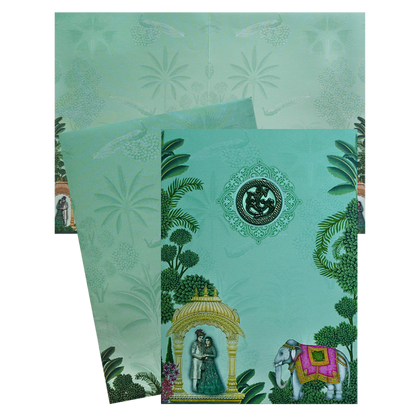 Green Bride and Groom Wedding Card-King of Cards