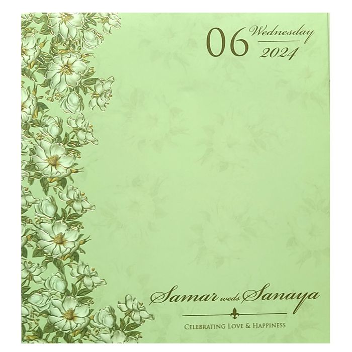 Olive green floral laser cut board invitation card-King of Cards