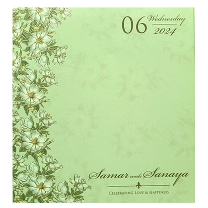 Olive green floral laser cut board invitation card-King of Cards