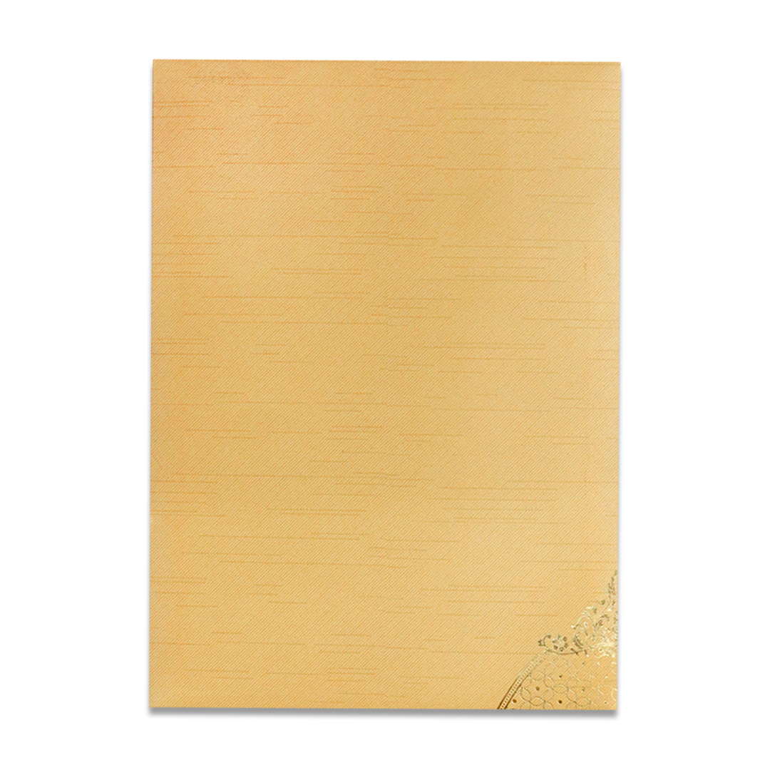 Gold Ganesh Embossed Oval Wedding Card-KNKR042G