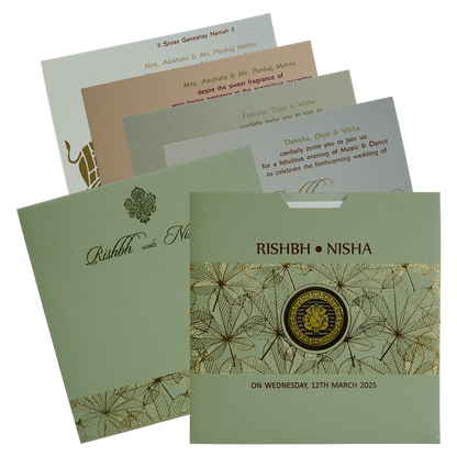 Pastel Green Wedding Card-KRC30271