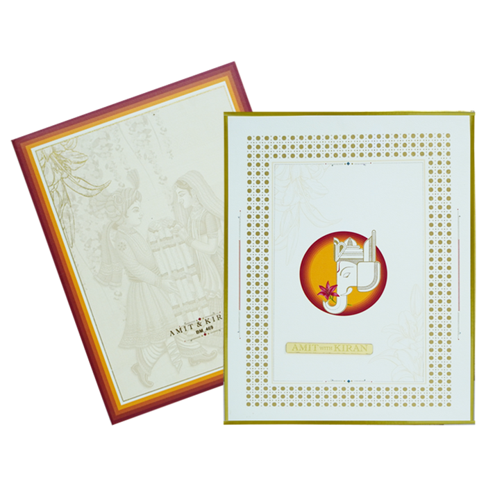 Cream Padded Premium Wedding Card-King of Cards