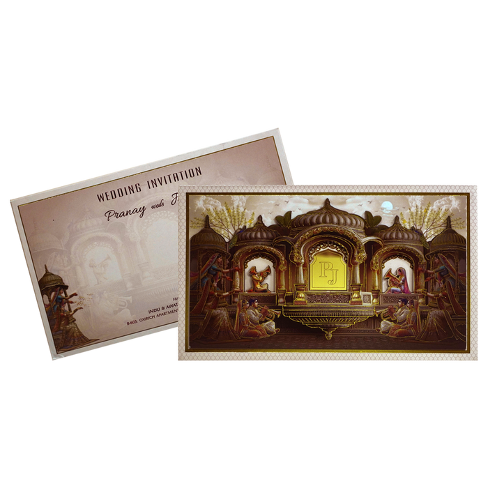 Light Cream Royal Padded Wedding Card-King of Cards