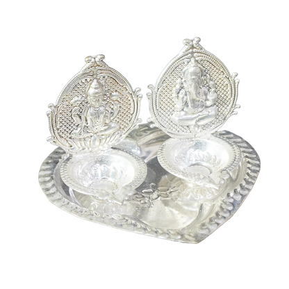 Lakshmi Ganesha Silver Deepa-GRI0280