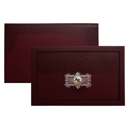 Maroon Premium Padded Wedding Invitation-King of Cards