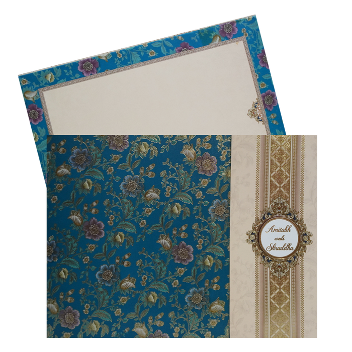 Royal Blue Door Floral Wedding Card-King of Cards