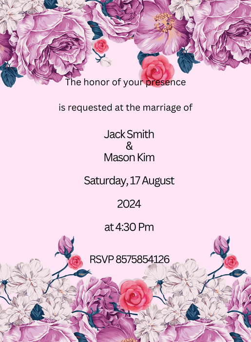 Purple Rich Floral Wedding Invitation-AAFWI005