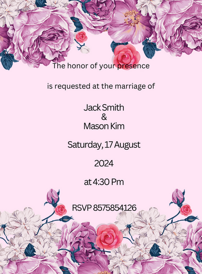 Purple Rich Floral Wedding Invitation-AAFWI005