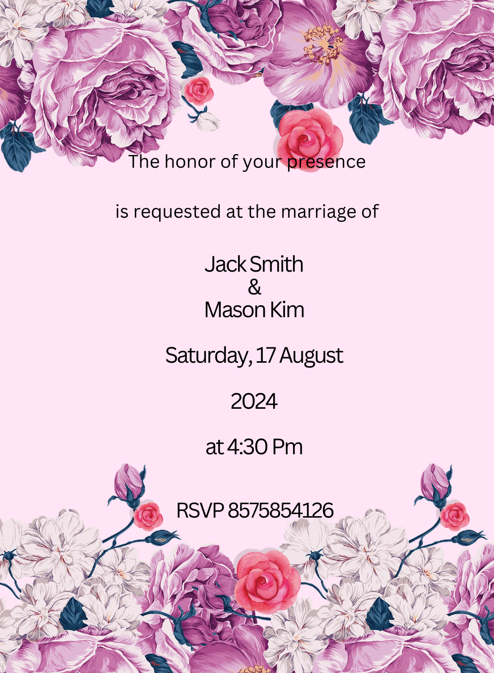 Purple Rich Floral Wedding Invitation-AAFWI005