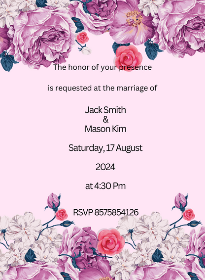 Purple Rich Floral Wedding Invitation-AAFWI005