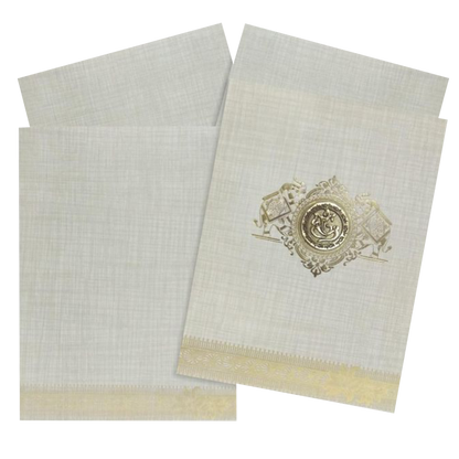 Grey Jumbo Metallic Elephant Design With Gold Foiling-KNK5021G-King of Cards