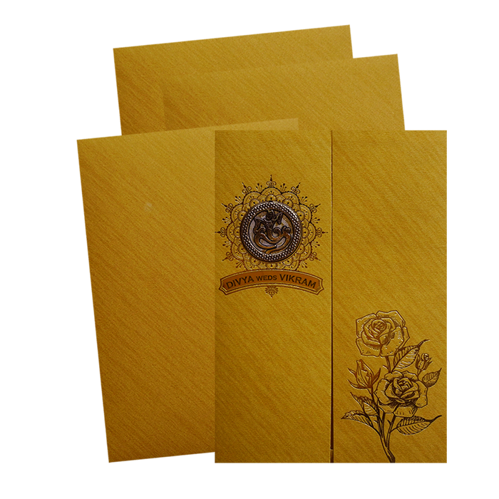 Metallic Gold Ganesha Wedding Card-King of Cards