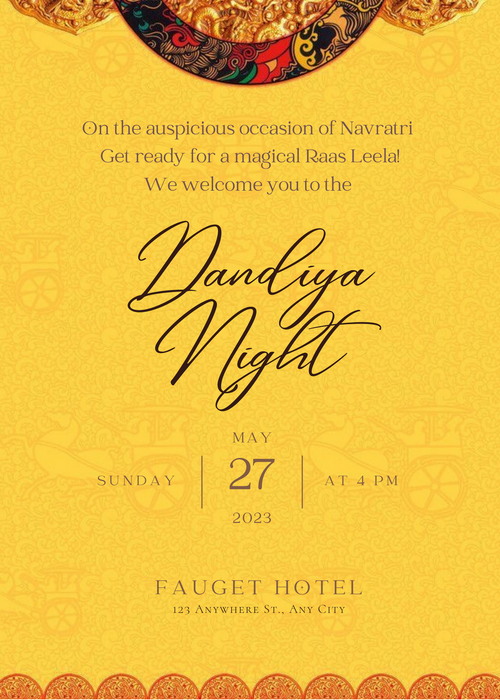 Yellow Elegant Dandiya Invitation-AADDI004