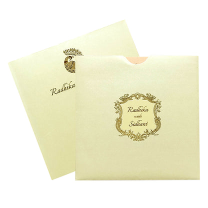 Cream Floral Design Invitation Card-KRC29471