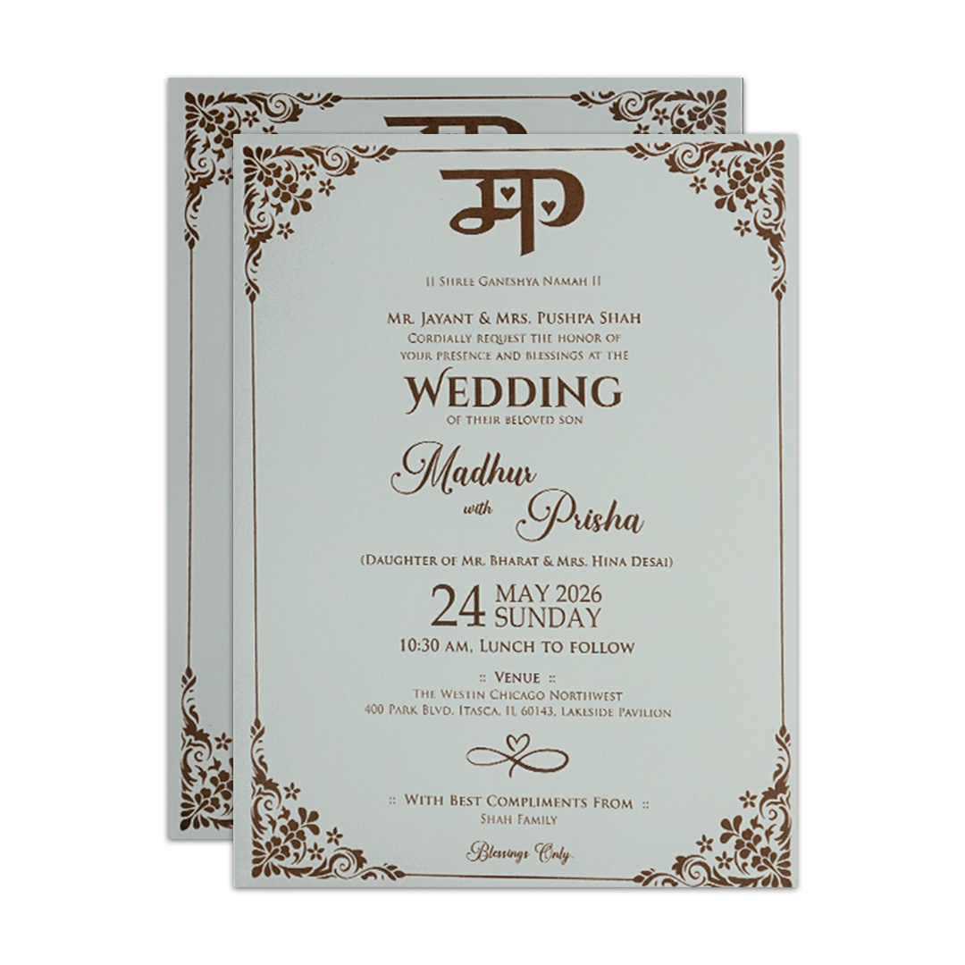 Buy White Floral Padded Wedding Card
