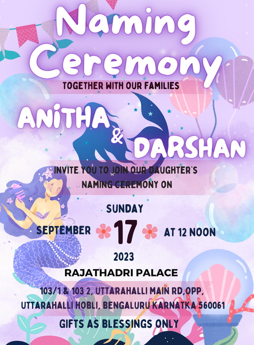 Purple Splash Mermaid Invitation-AAMER004